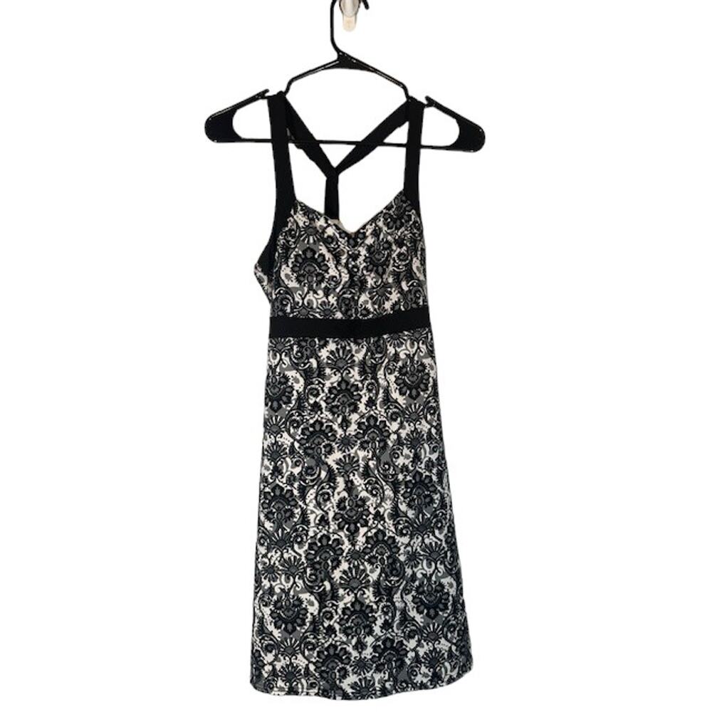 Lola Black & White Floral Sleeveless Casual Racerback Summer Dress Women Sz S